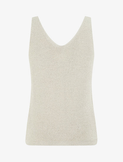 Top uni irisé en maille - Beige - 2