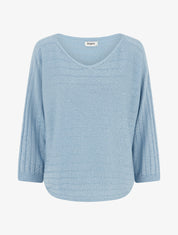 Pull fin irisé à manches chauves-souris - Bleu ciel - 1