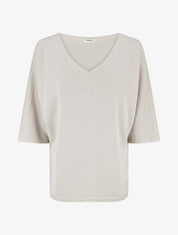 Pull fin irisé à manches 3/4 - Beige - 1