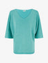 Pull fin irisé à manches 3/4 - Turquoise - 1