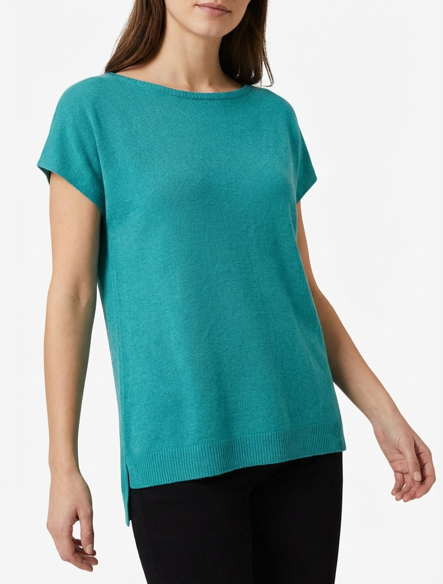 Pull fin uni en maille - Turquoise