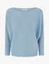 Pull fin irisé à manches longues chauves-souris - Bleu ciel - 1