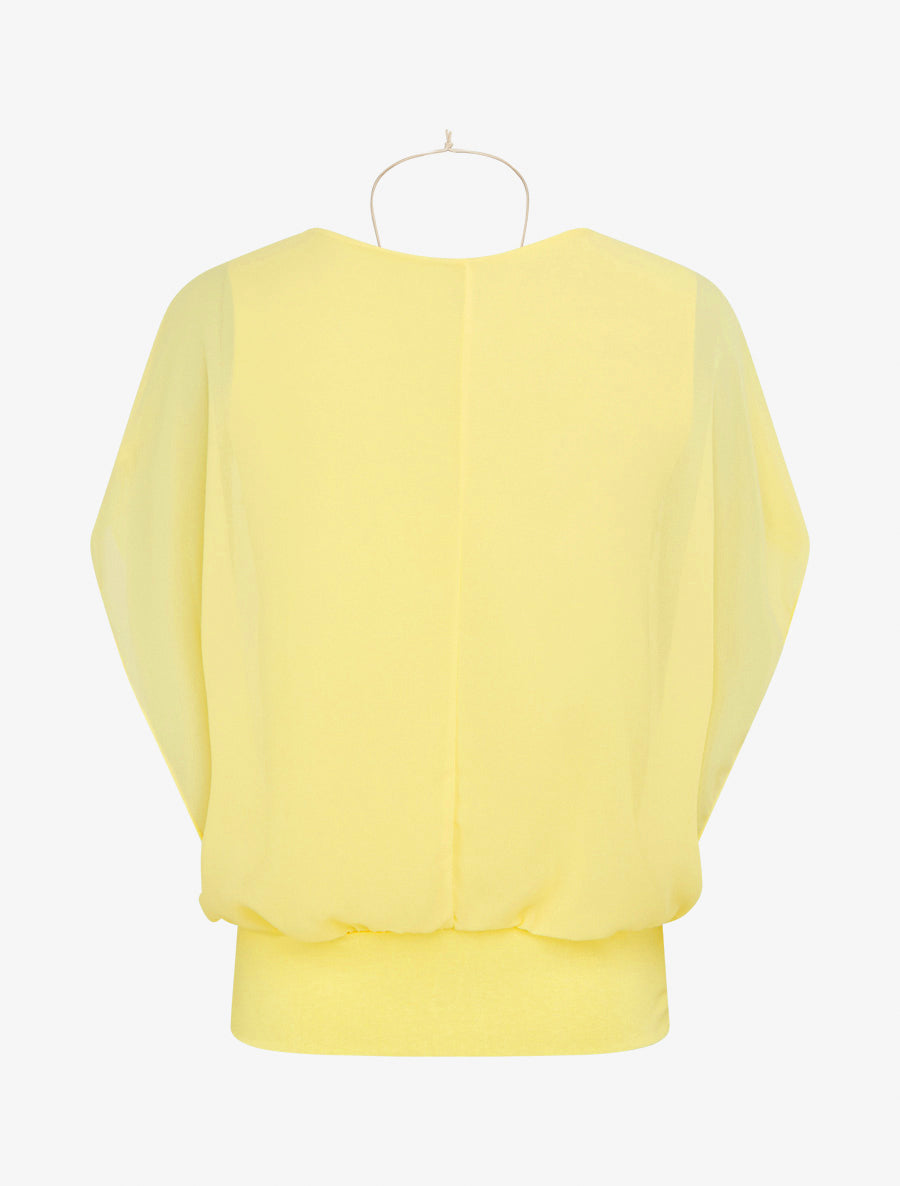 Top boule uni à manches courtes - Jaune - 2