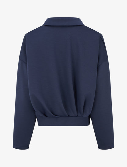 Veste coupe boule zippée effet froncé - Marine - 2