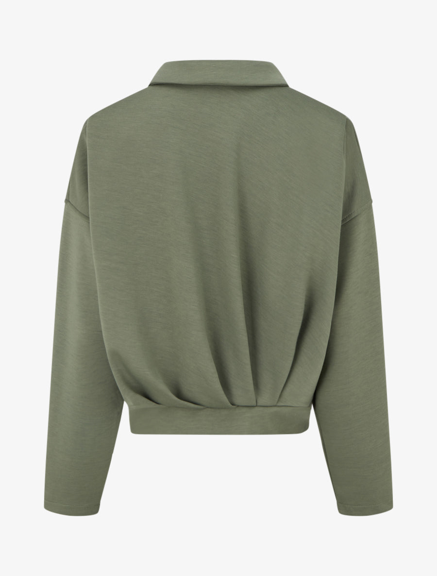 Veste coupe boule zippée effet froncé - Kaki - 2