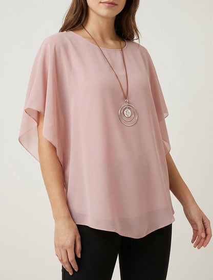 Top droit fluide en voile - Rose