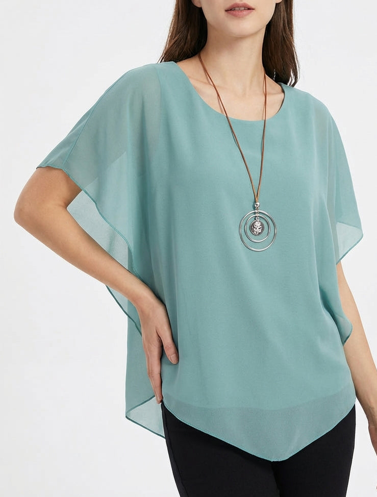 Top droit fluide en voile - Turquoise