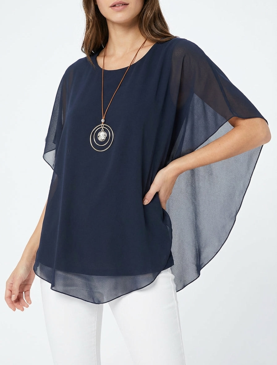 Top droit fluide en voile - Marine