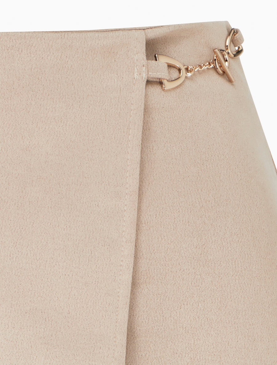 Mini-jupe portefeuille en suédine - Beige - 3