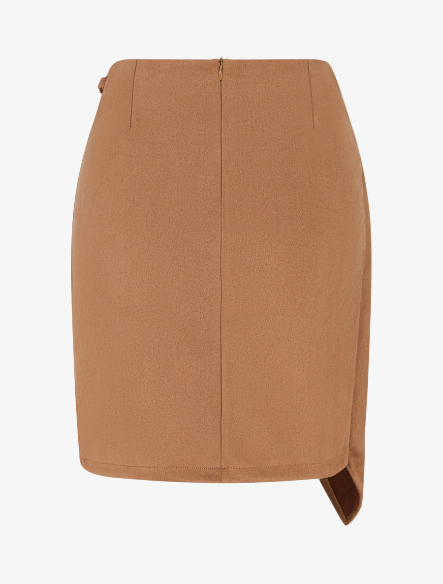 Mini-jupe portefeuille en suédine - Camel - 2