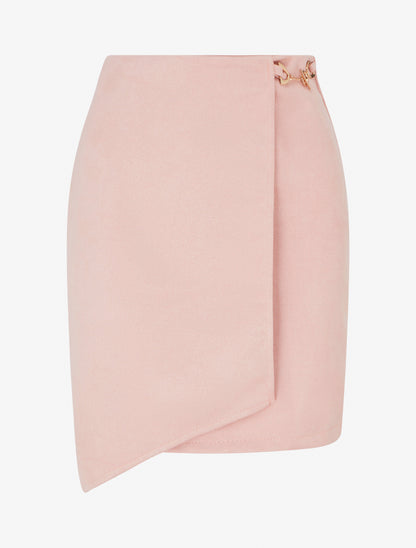 Mini-jupe portefeuille en suédine - Rose - 1