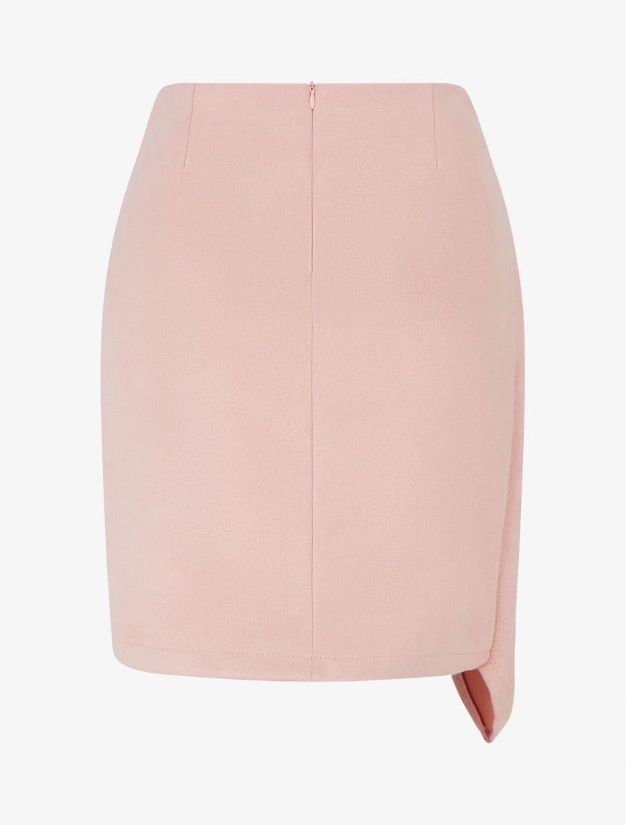 Mini-jupe portefeuille en suédine - Rose - 2