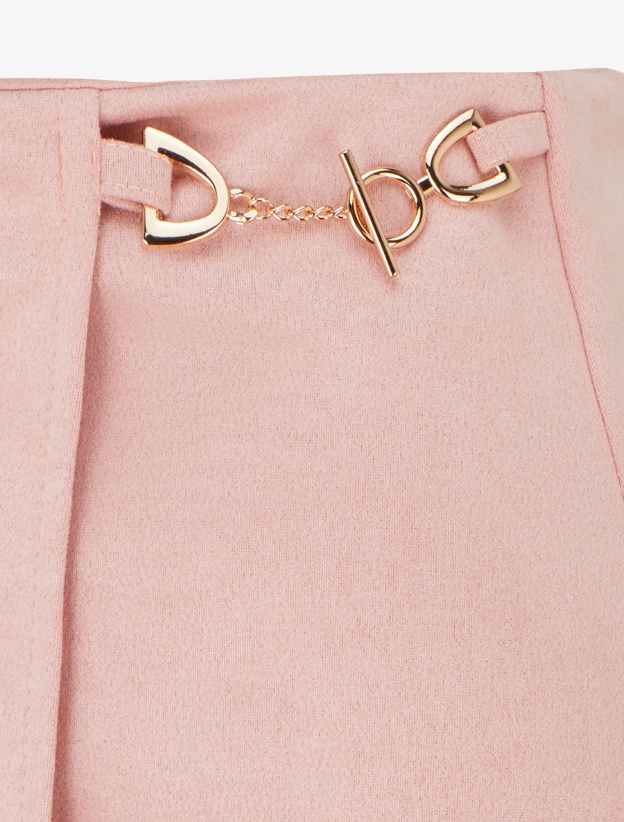 Mini-jupe portefeuille en suédine - Rose - 3