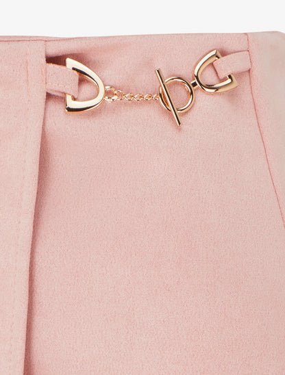 Mini-jupe portefeuille en suédine - Rose - 3