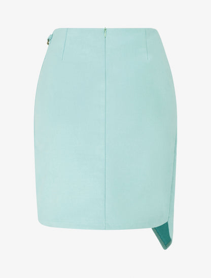 Mini-jupe portefeuille en suédine - Vert d&