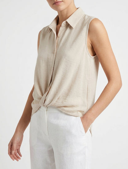 Top fluide effet noué - Beige