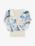 Top imprimé feuilles à manches volantées - Bleu - 1