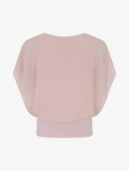 Top uni à manches volantées - Vieux rose - 2