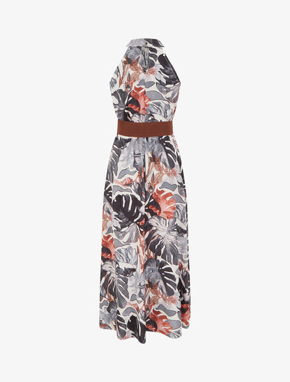Robe longues sans manches imprimé tropical - Noir - 2