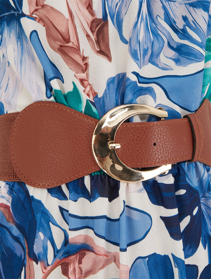 Robe longues sans manches imprimé tropical - Marine - 3