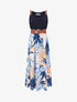 Robe longue à imprimé tropical et bretelles simili - Marine - 1