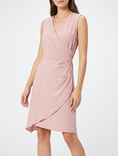 Robe sans manches style portefeuille - Rose