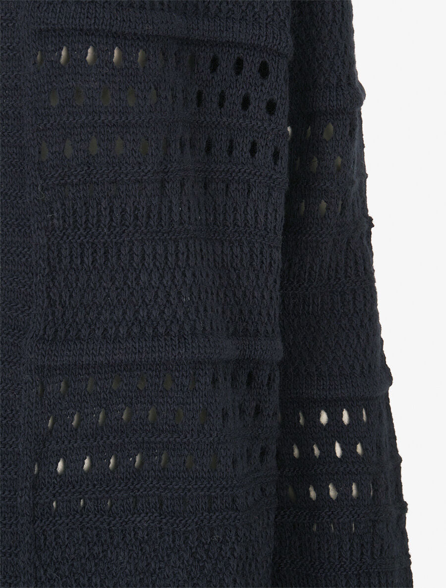 Gilet en maille ajourée à 1 bouton - Marine - 3