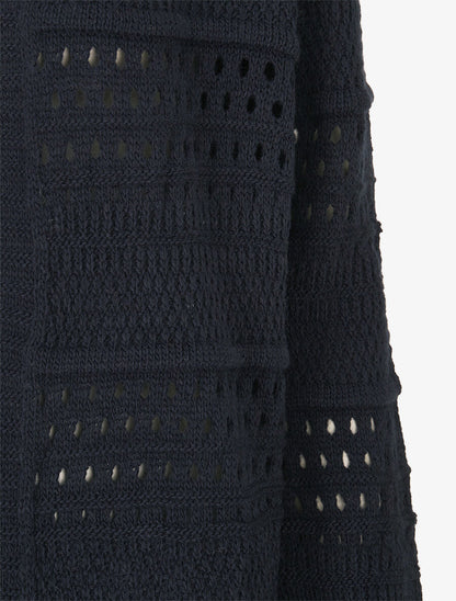 Gilet en maille ajourée à 1 bouton - Marine - 3