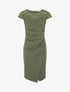 Robe ajustée à dentelle et drapé - Kaki - 1