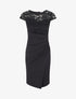 Robe ajustée à dentelle et drapé - Noir - 1