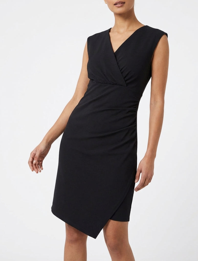 Robe sans manches unie style portefeuille - Noir