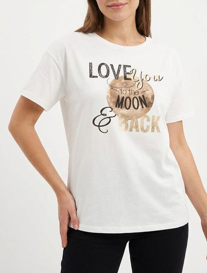 T-shirt Love you to the moon - Blanc