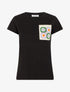 T-shirt à poche plaquée à motif floral - Noir - 1