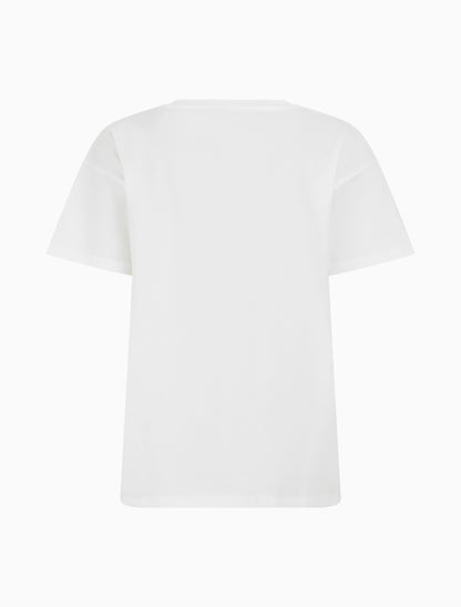 T-shirt à motif floral et strass - Blanc - 2