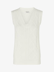 Pull sans manches droit à col V - Écru - 1