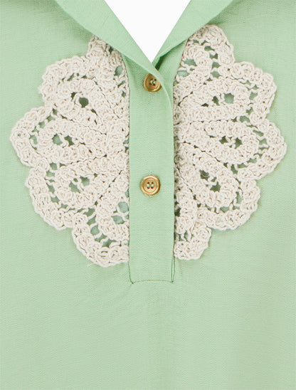 Blouse sans manches à empiècement crochet - Vert pomme - 3