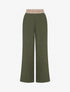 Pantalon fluide unie à taille haute - Kaki - 1