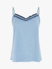 Débardeur à col V brodé - Bleu ciel - 1