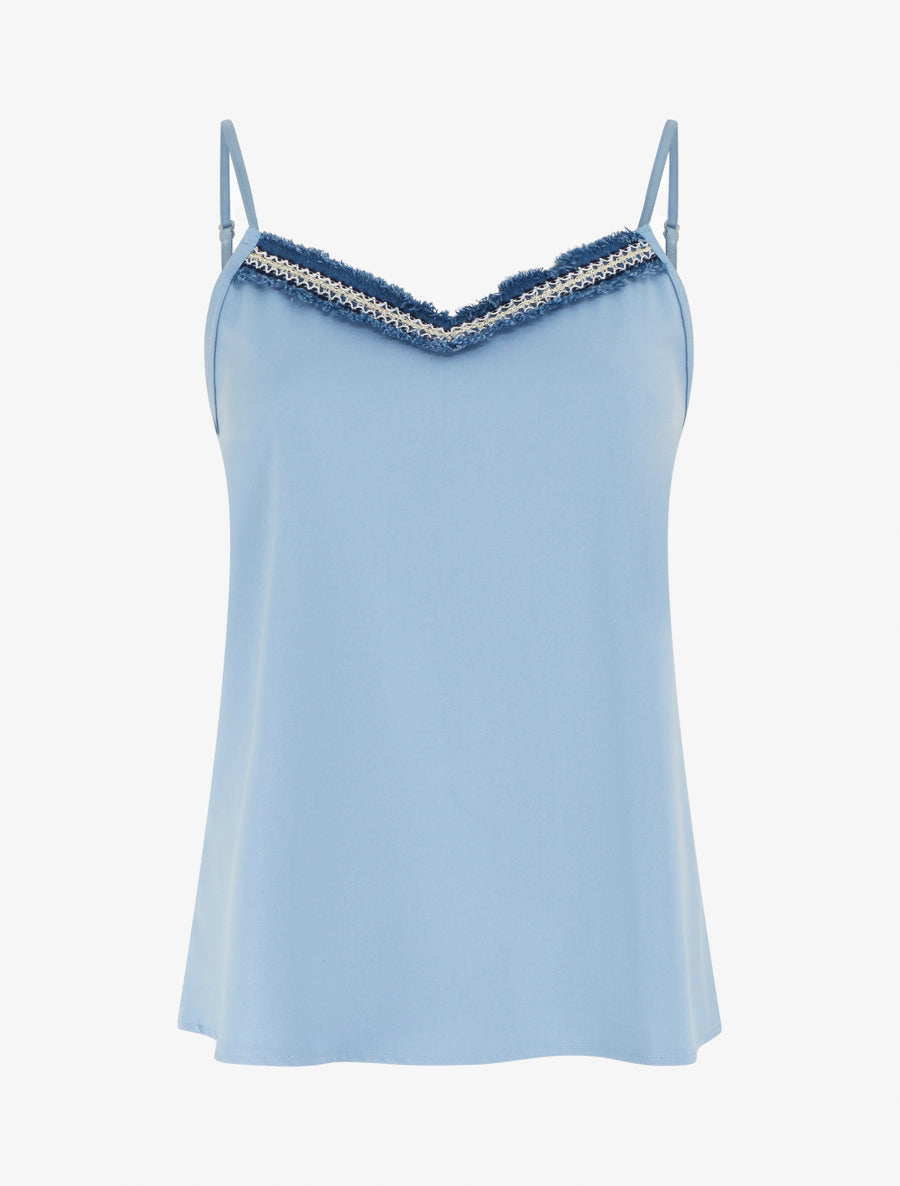 Débardeur à col V brodé - Bleu ciel - 1