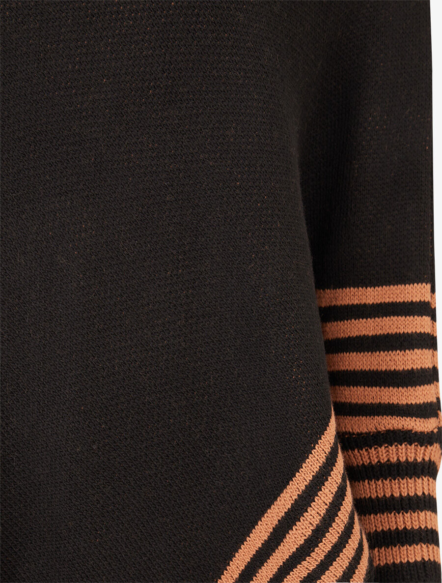 Poncho à bords rayés - Noir - 3