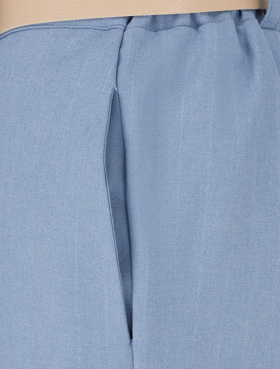 Pantalon à fines rayures irisées - Bleu - 3