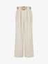 Pantalon uni à passant stylisé - Beige - 1