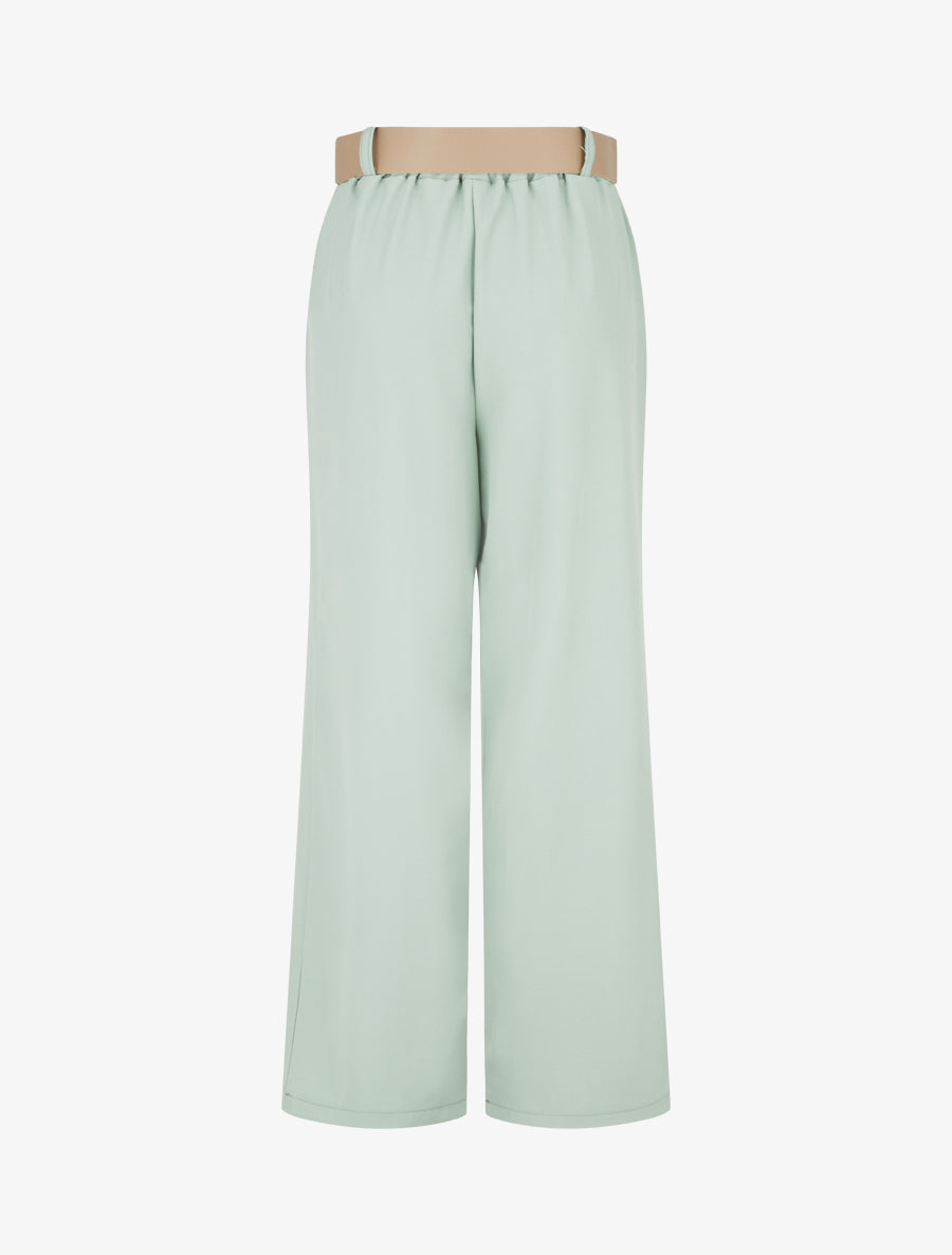 Pantalon uni à passant stylisé - Vert d&