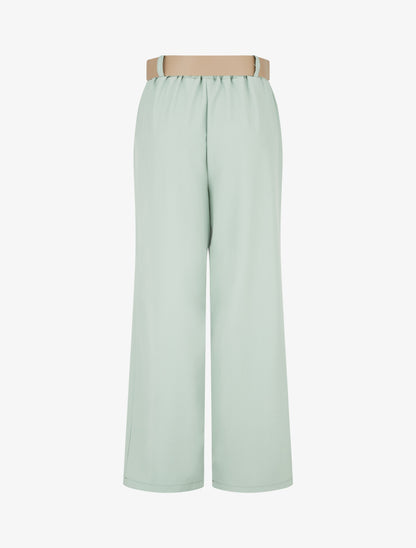 Pantalon uni à passant stylisé - Vert d&