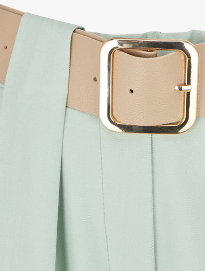 Pantalon uni à passant stylisé - Vert d&