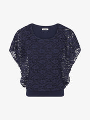 Top boule en dentelle - Marine