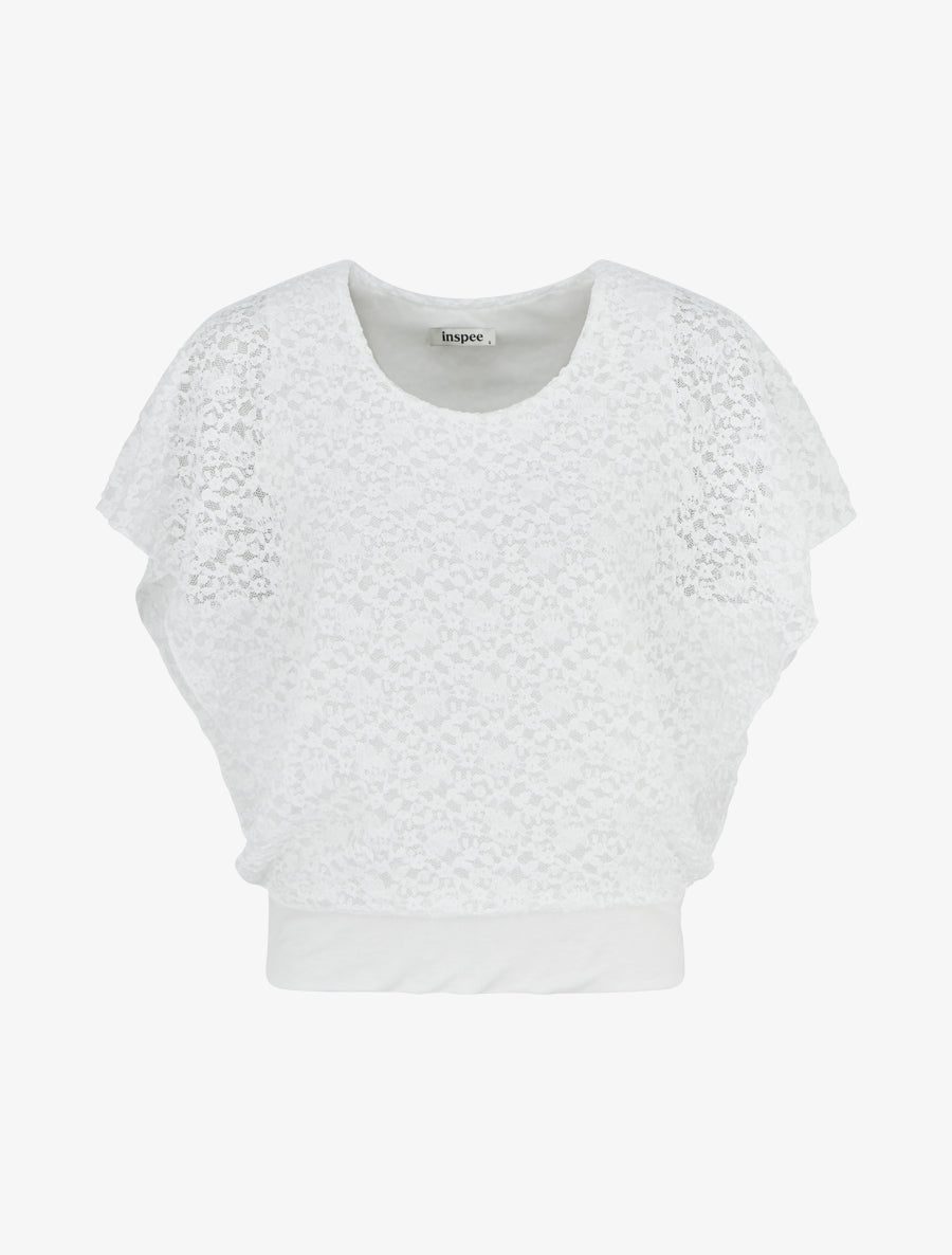 Top boule en dentelle - Blanc