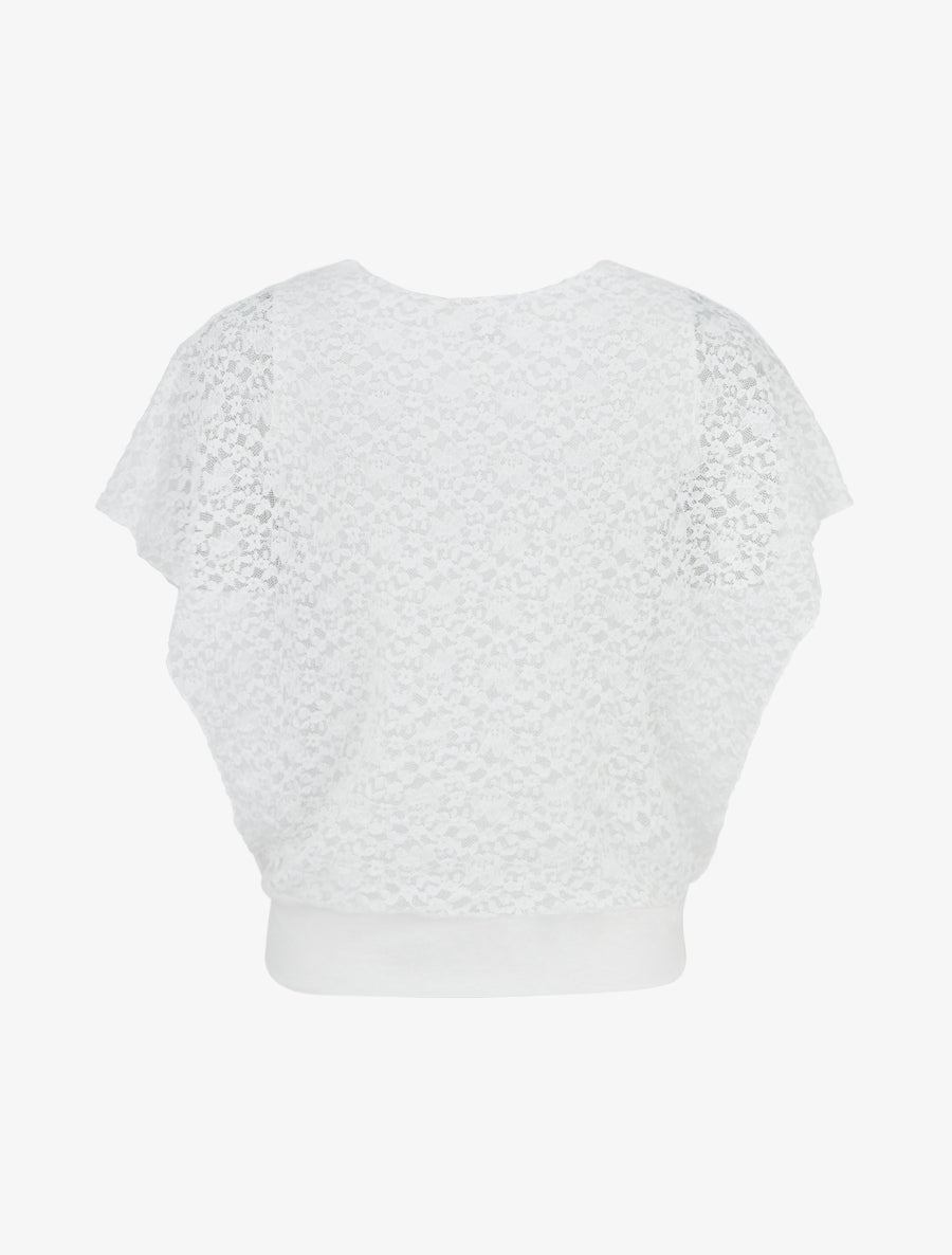 Top boule en dentelle - Blanc