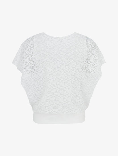 Top boule en dentelle - Blanc