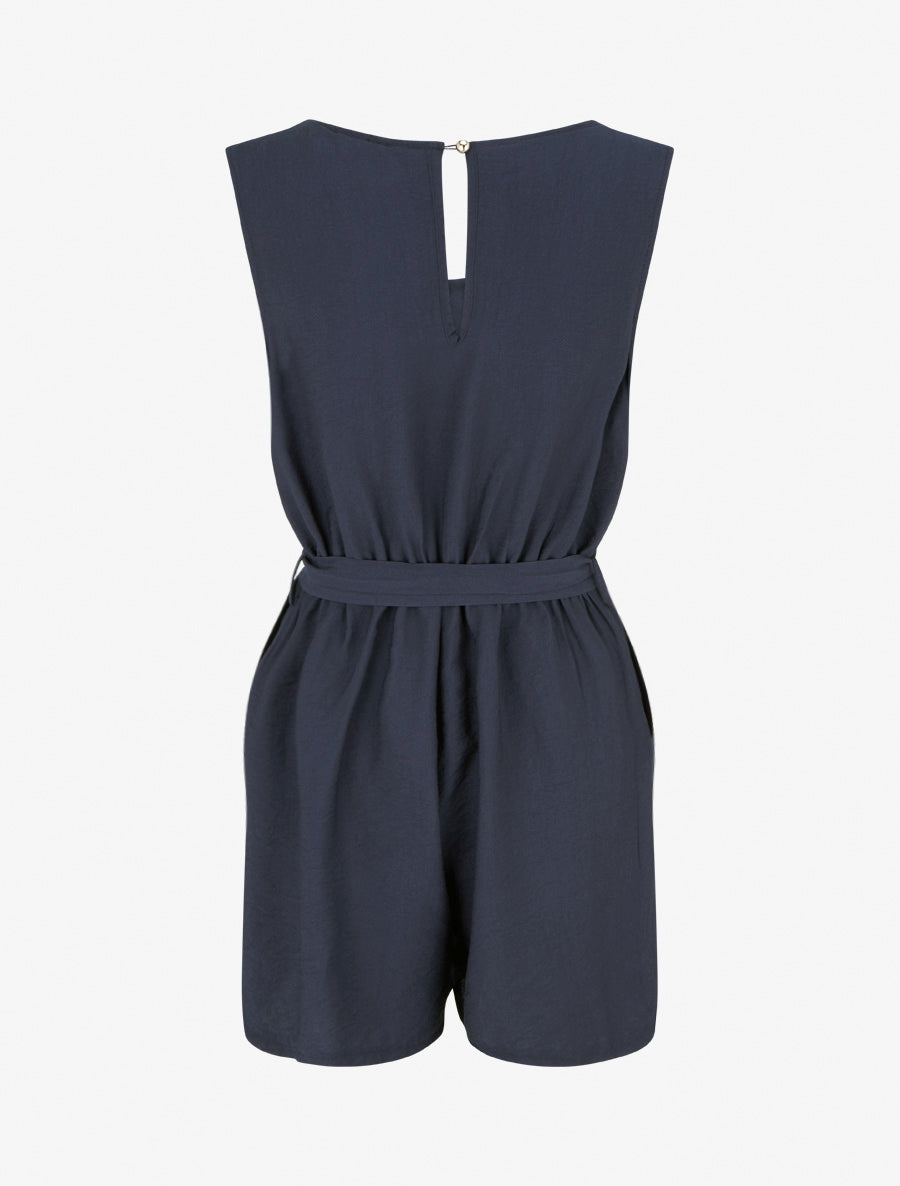 Combishort boutonné sans manches - Marine - 2